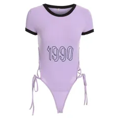 Letter base shaping bodysuit - Violet - View 1