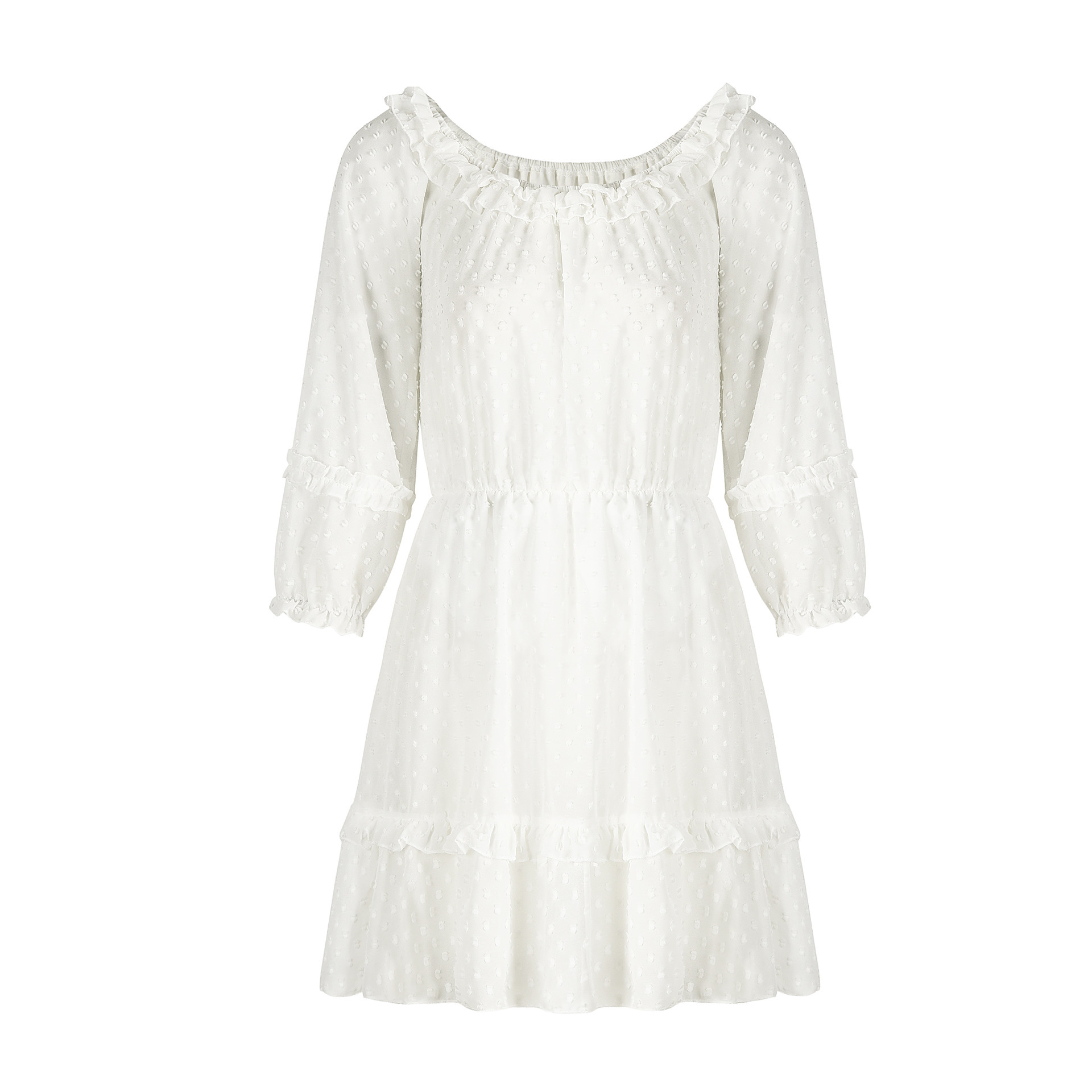 Chiffon Solid Color One-Shoulder Dress