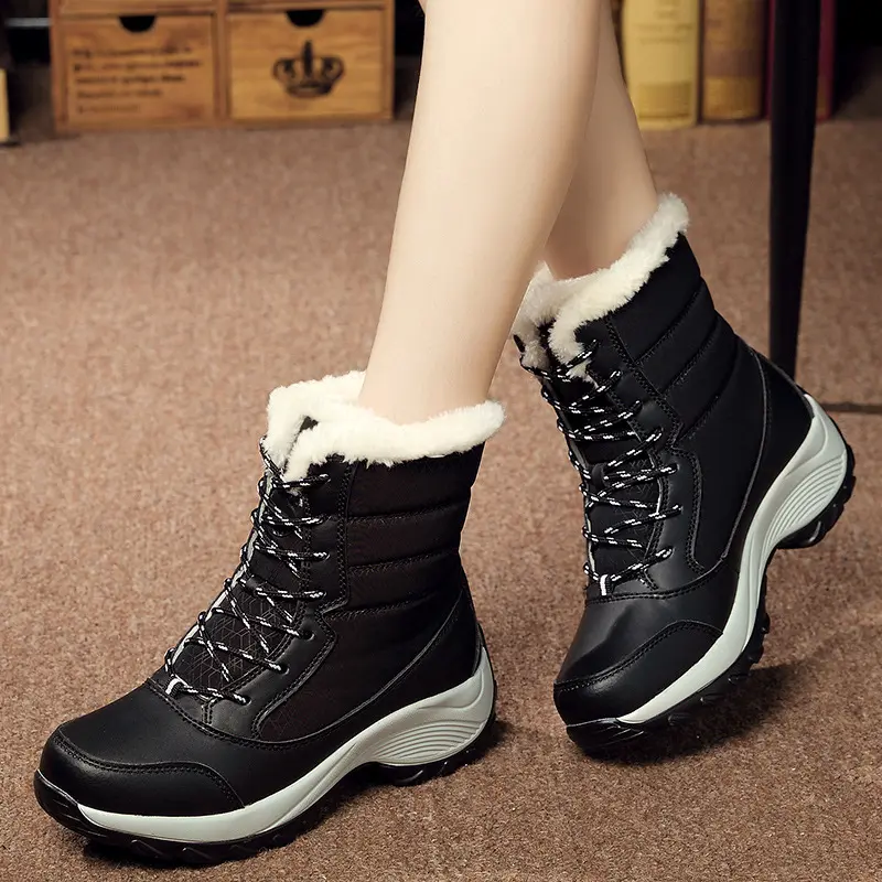 Plus velvet high-top women's shoes waterproof snow
