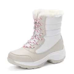 Plus velvet high-top women's shoes waterproof snow boots - Silver - View 1