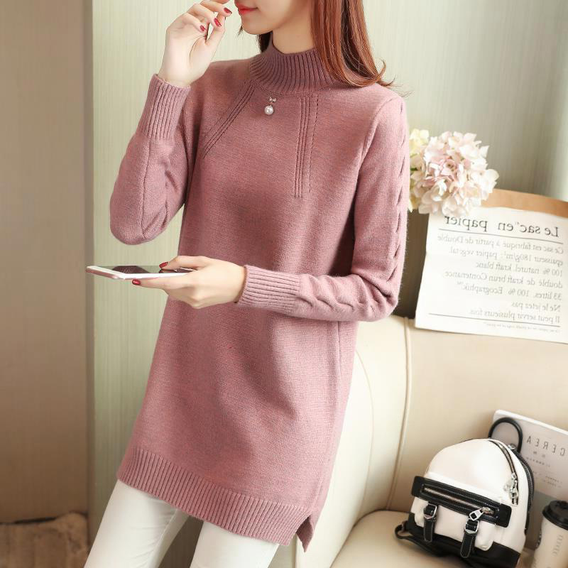 Korean Style Loose Mid Length Sweater Women's Long Sleeve Bottoming Shirt