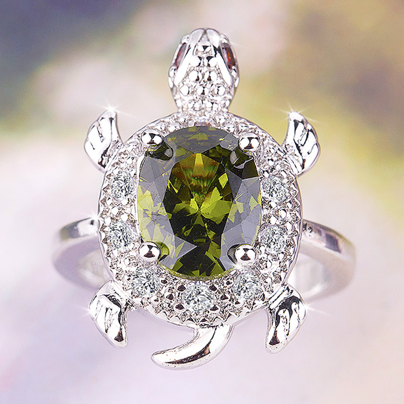 Big Olive Green Turtle Ring