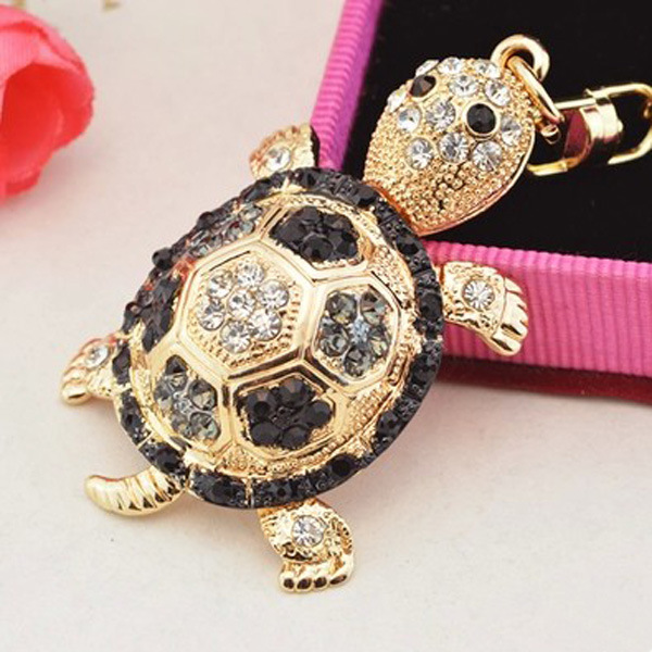 Novelty Rhinestone Tortoise Keychain Black - Shop at LoveMi