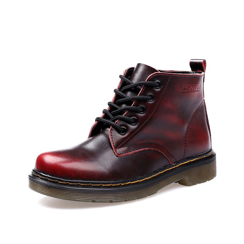 Women's Leather Short Boots With Thick Heels