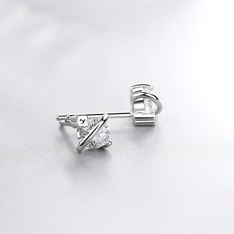 Crystal Planet Stud Earrings with Celestial Design