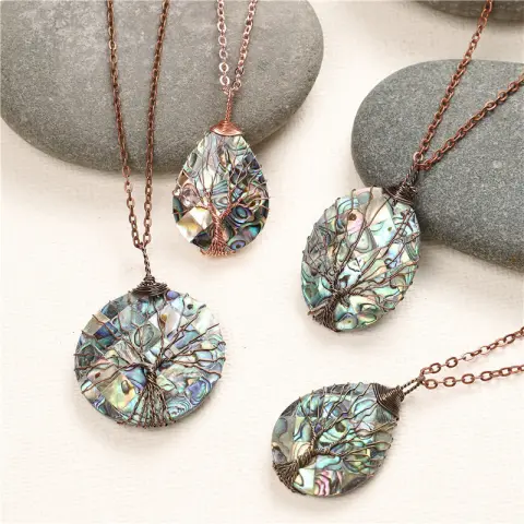 Natural Color Shellfish Abalone Shell Winding Necklace