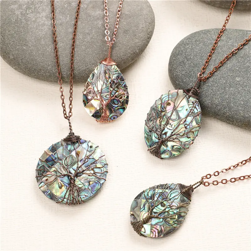 Natural Color Shellfish Abalone Shell Winding Necklace