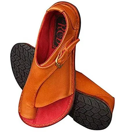Toe colorblock flat sandals - Orange