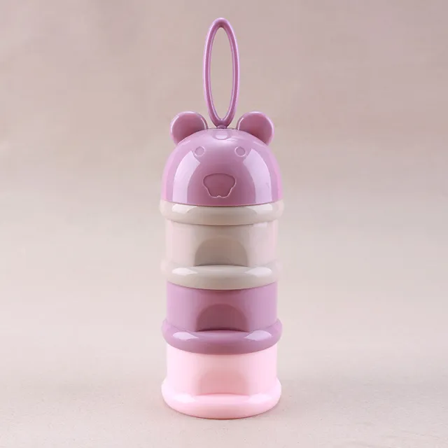 3 Layer Frog Style Portable Baby Food Storage Box Essential Cereal Cartoon Milk Powder Boxes Toddle Kids Formula Milk Container Purple - Shop at LoveMi