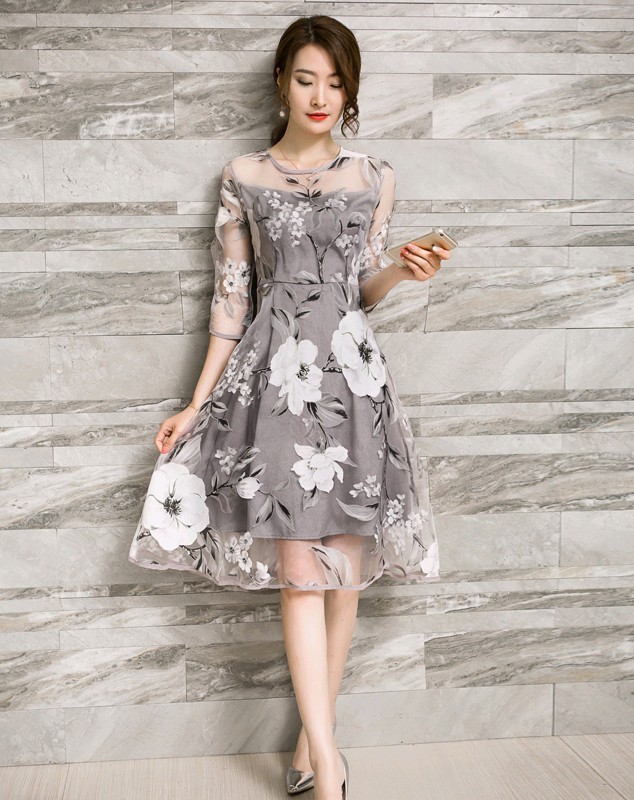 Printed organza dress