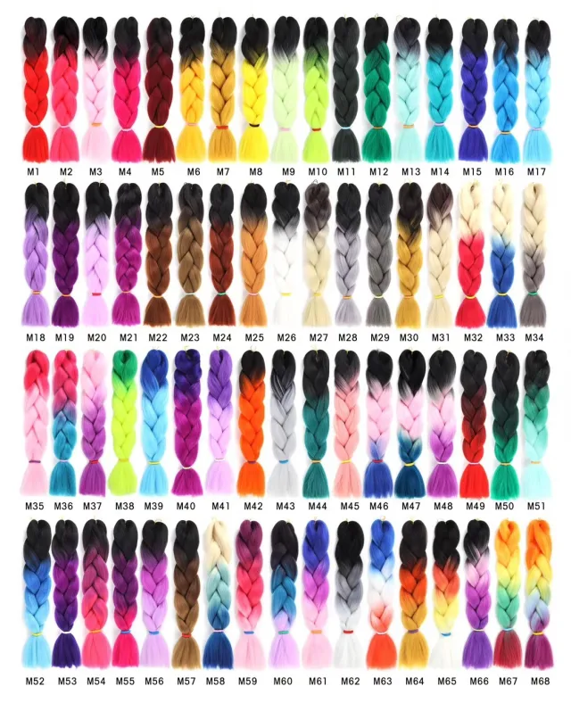 Colorful Synthetic hair Braids Ombre Braiding Hair Extensions 24Inch 100g M62 - Shop at LoveMi