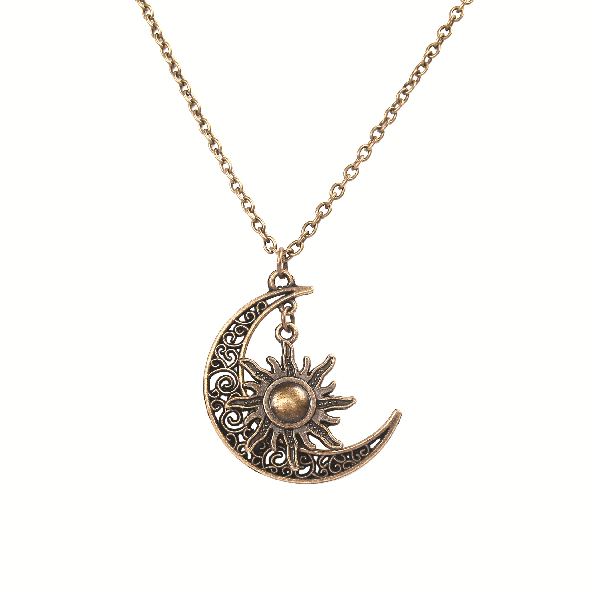 Moon goddess pendant long chain sweater chain