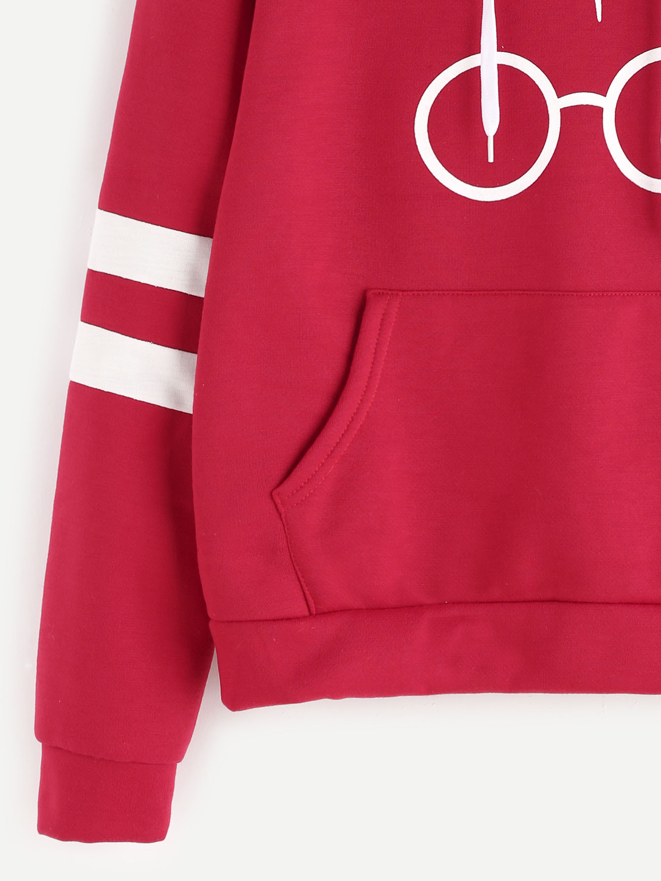 Glasses printed striped hooded and velvet sweater