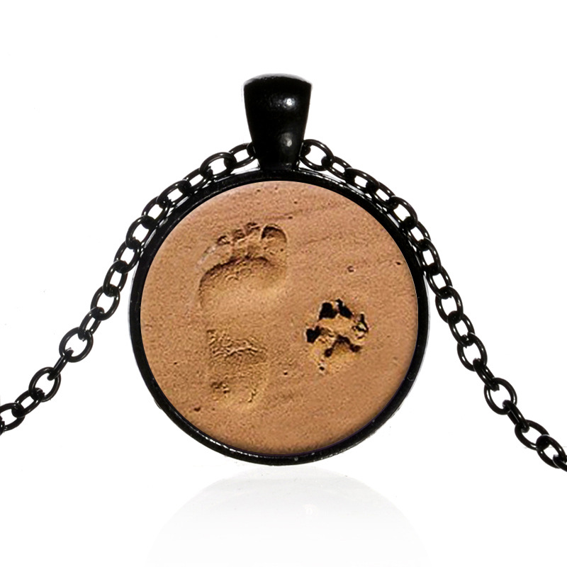 Beach small ankle item with dog footprints necklace