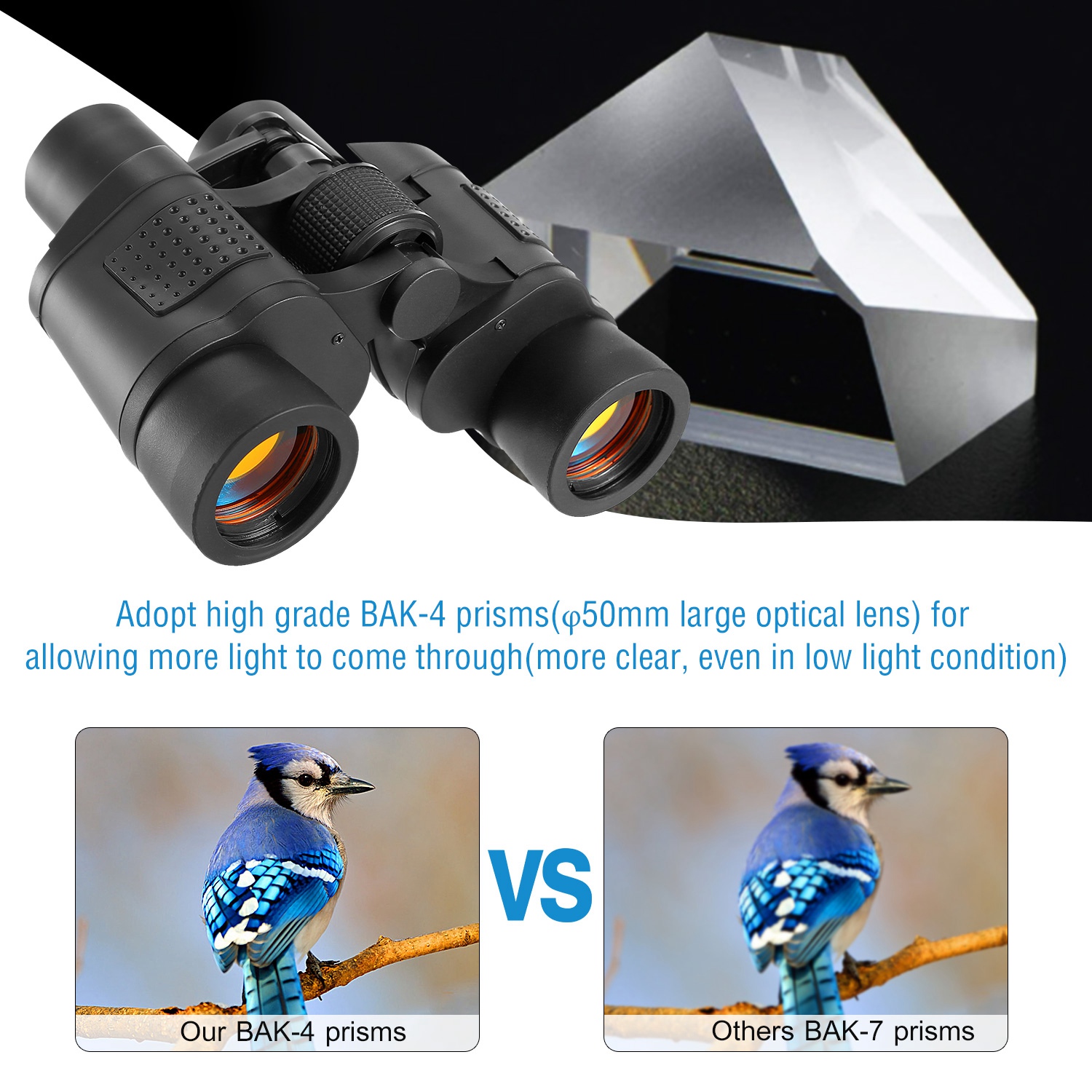 Portable HD Binoculars With FMC Lens Low Light Night Vision Telescope For Bird Watching Hunting Sports Events Concerts Adventure With Shoulder Strap Bag For Spring Summer Outdoor Adventure — foto 12