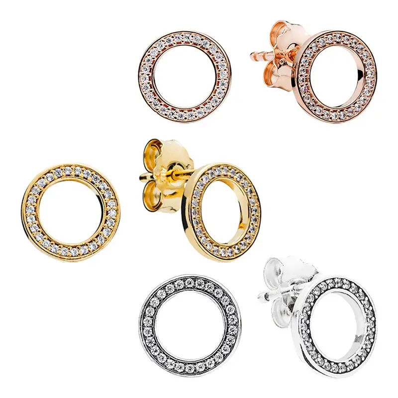 Circle Halo Stud Earrings with Cubic Zirconia