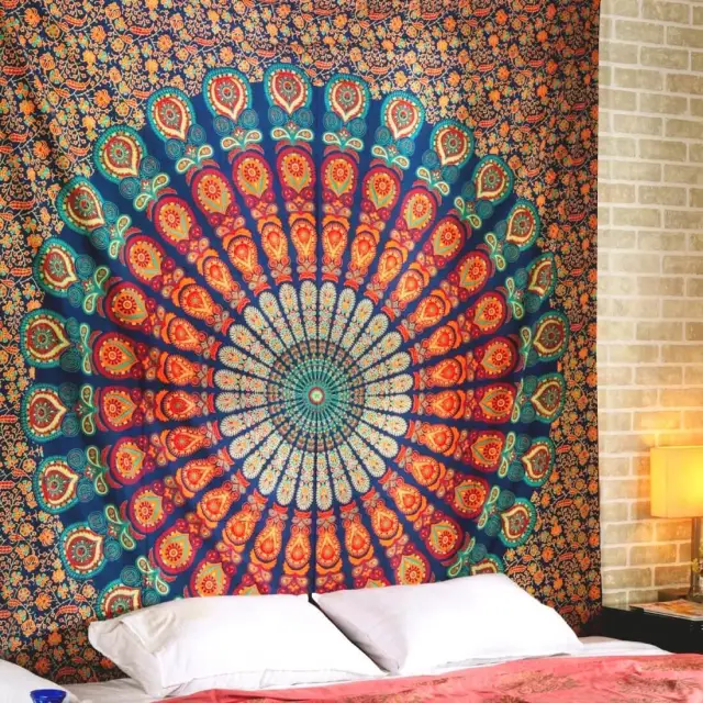 Printed Mandala Home Tapestry Wall Hanging Wall Decoration Orange - Shop at LoveMi