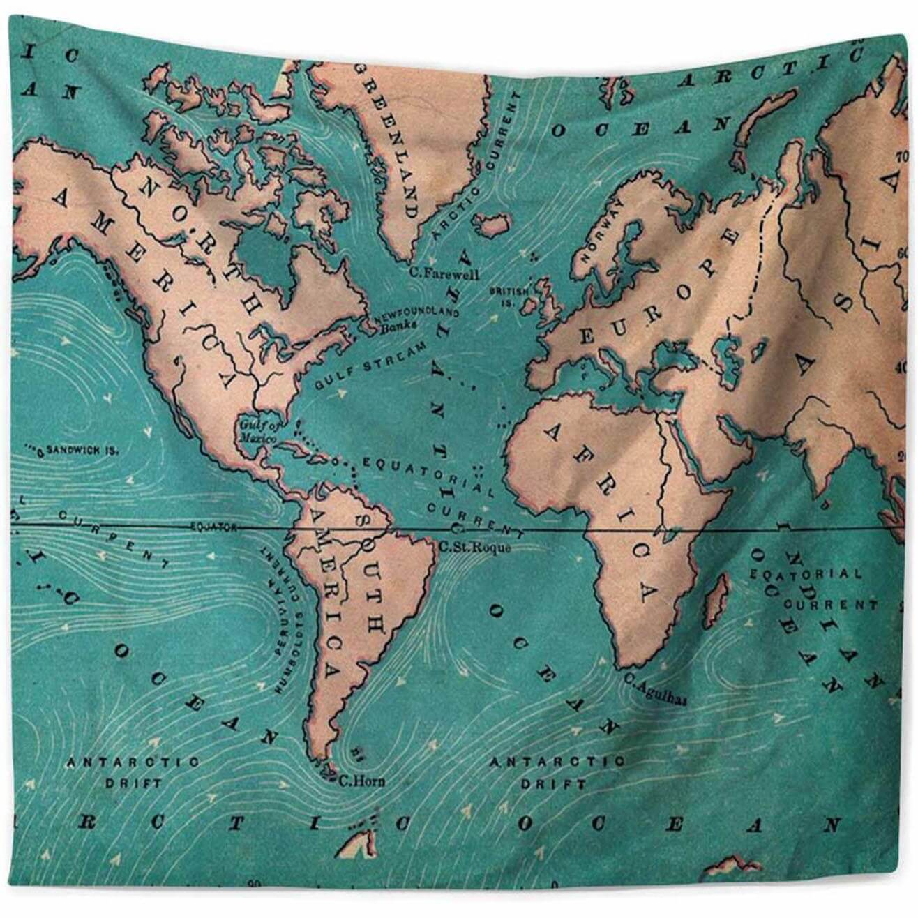Ocean Currents Map Tapestry