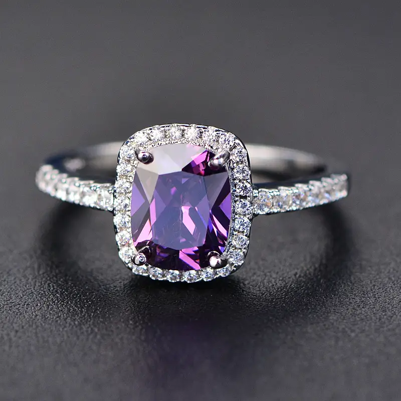 Square Multicolor Classic Temperament Women's Diamond Ring