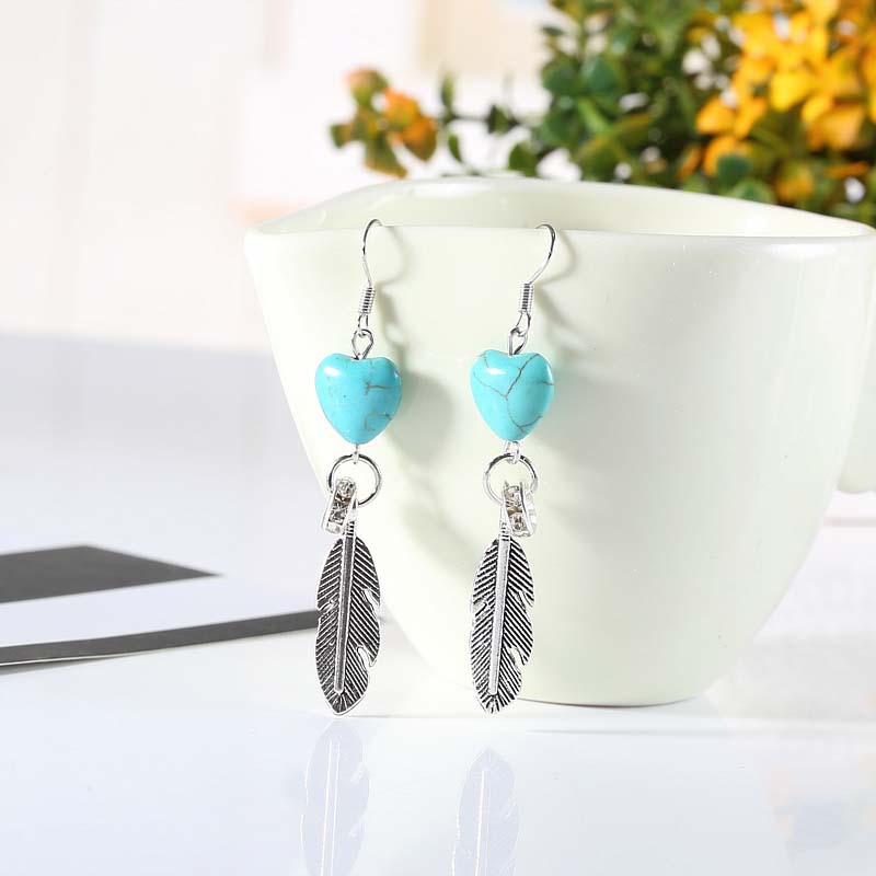 Turquoise feather earrings