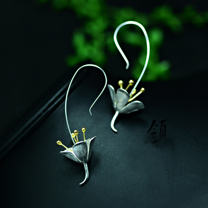 925 flower earrings