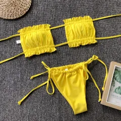 Costa Rica Bandeau Bikini Set - Yellow - View 1