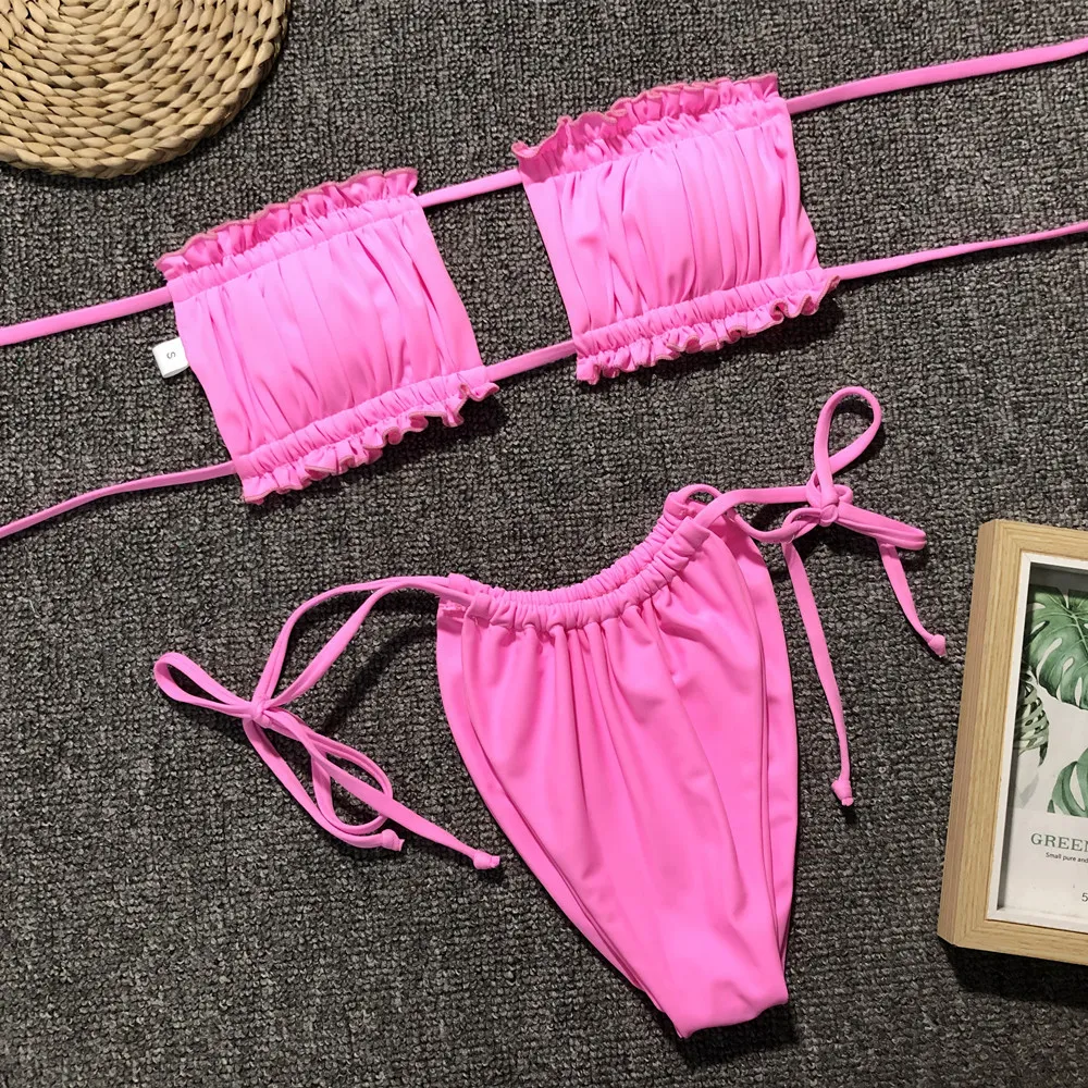 Costa Rica Bandeau Bikini Set - Pink