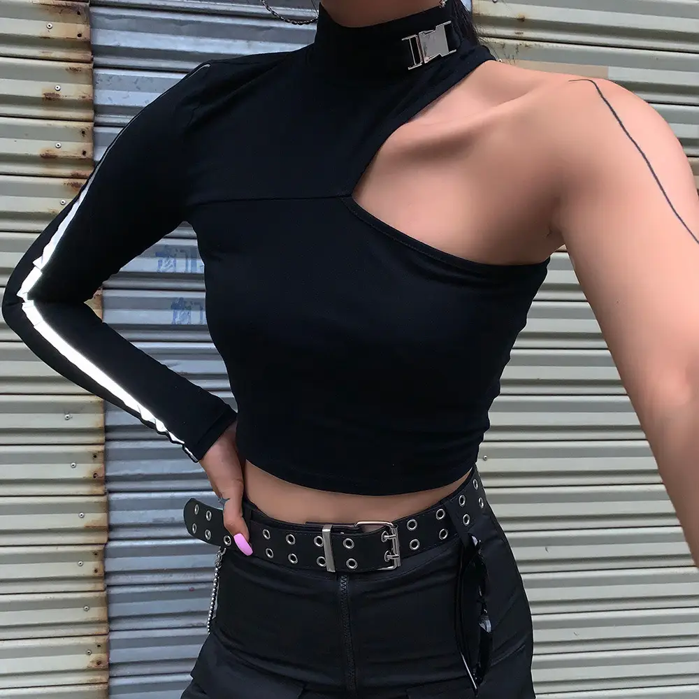 Cutout one-shoulder T-shirt