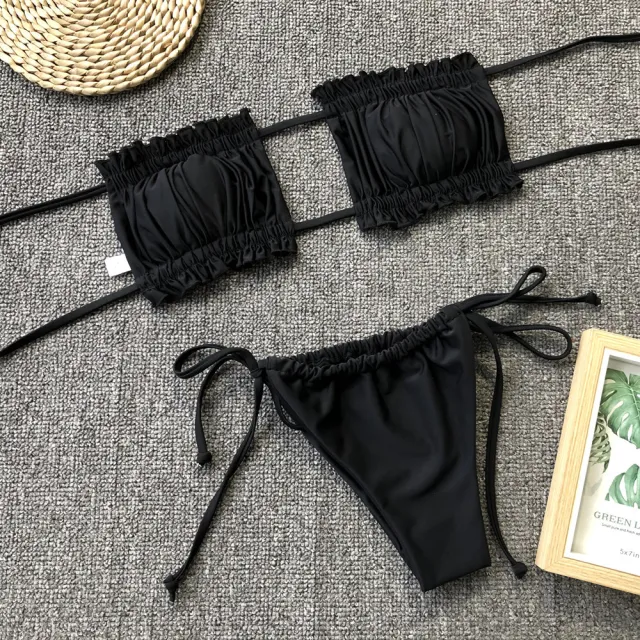 Costa Rica Bandeau Bikini Set Black - Shop at LoveMi