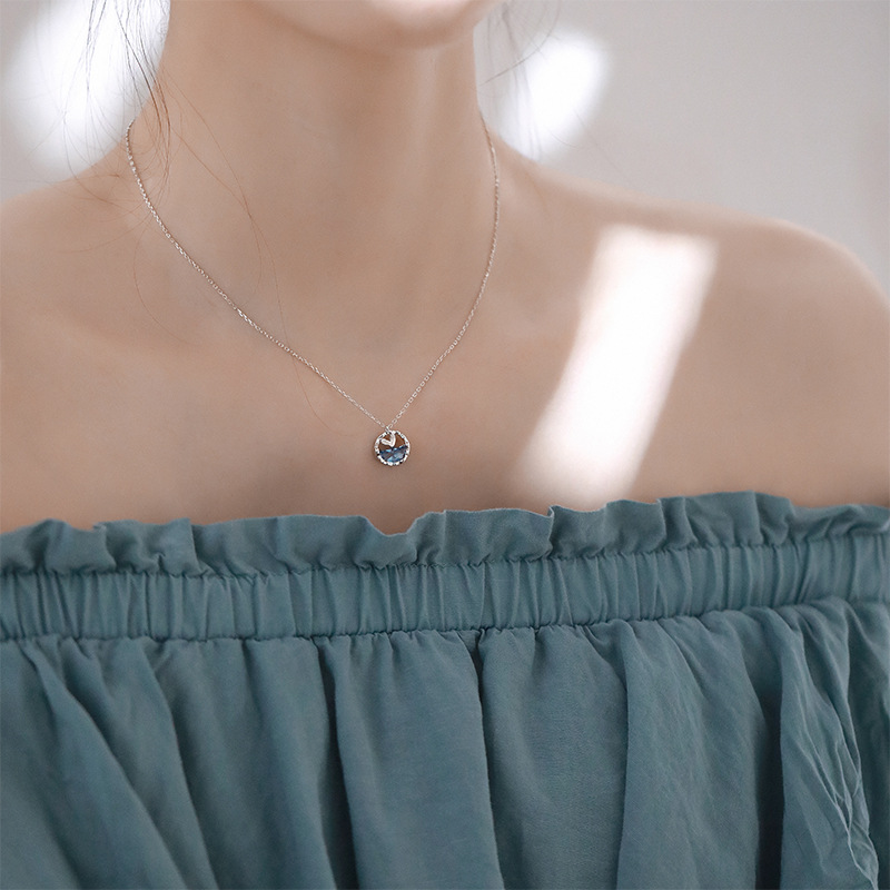 S925 sterling silver mermaid tear necklace