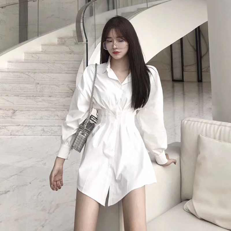 Temperament lapel shirt skirt