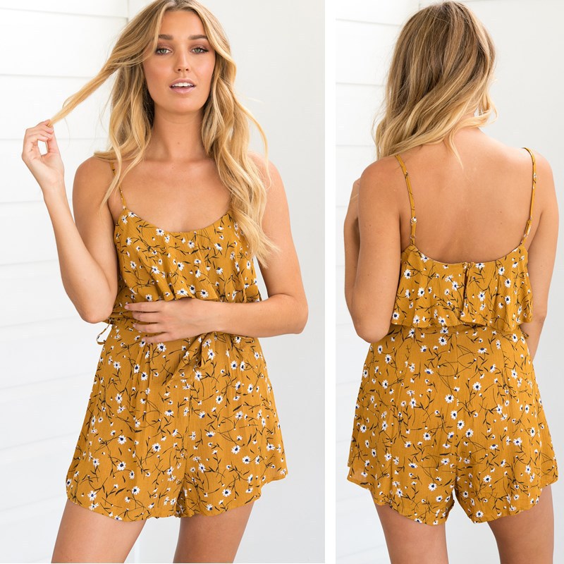 Strap printed jumpsuit