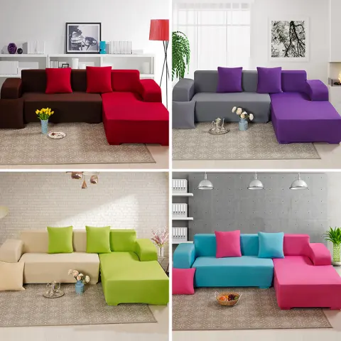 Solid Corner Sofa Covers Couch Slipcovers Elastica Material Skin