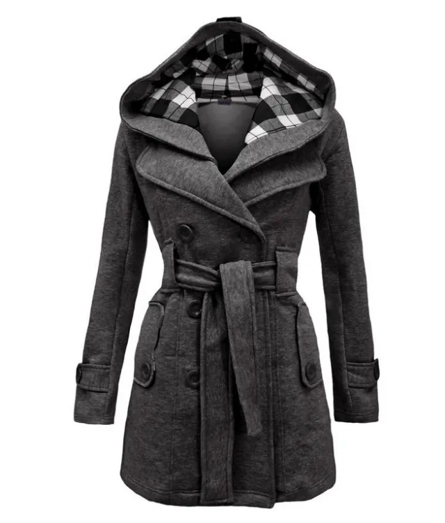 Double breasted mid length coat Grey - Shop at LoveMi