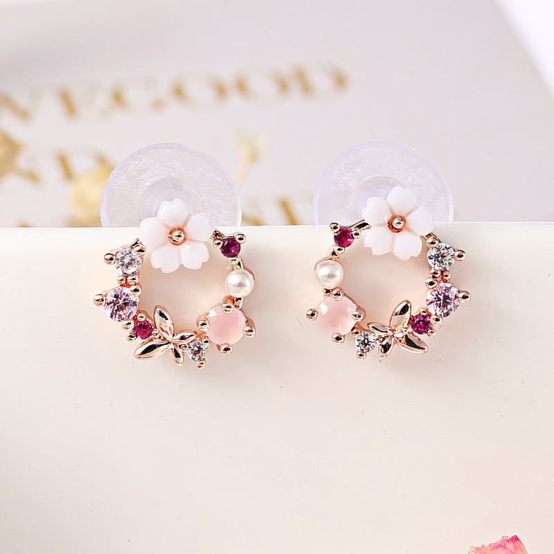 Flower ear clip garland earrings
