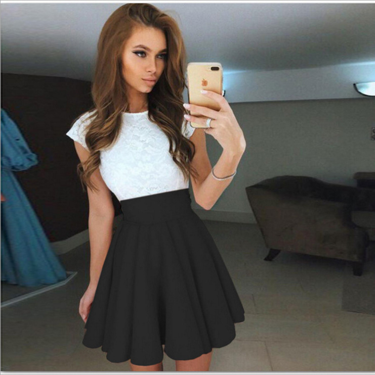 Lace stitching dress