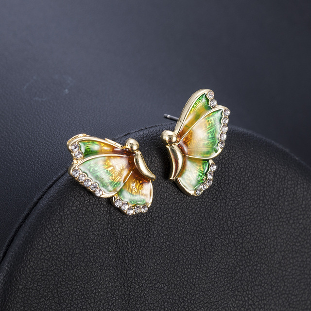 Multicolor butterfly alloy drip earrings