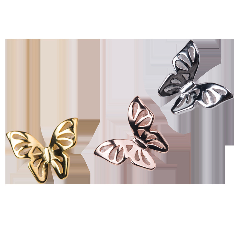 Hollow rose gold butterfly earrings