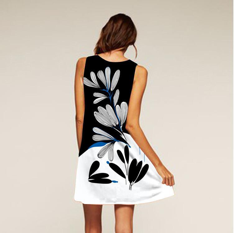 Printed round neck strapless dress