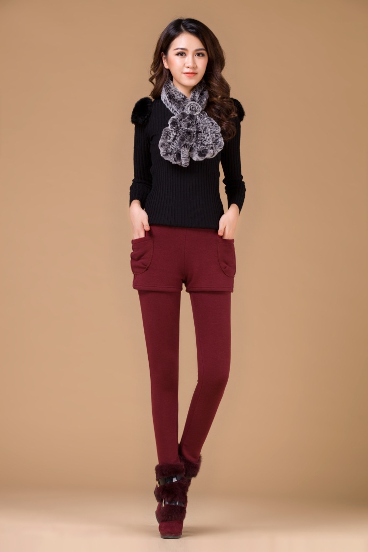 Fake two piece leggings Claret 2Xl - Shop at LoveMi