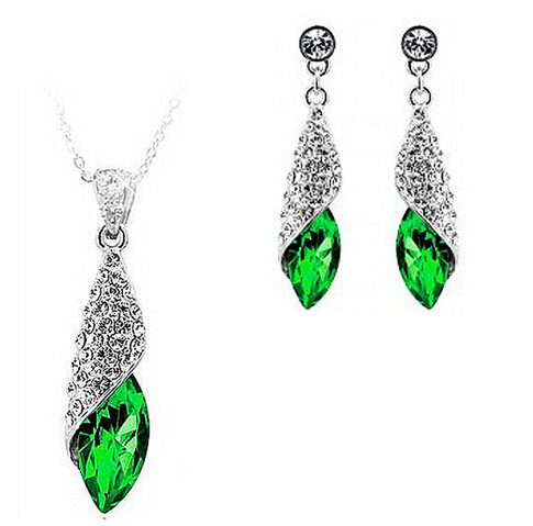 Earring necklace set (Rose red)