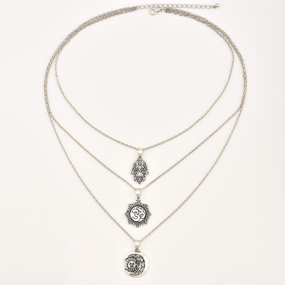 Moon Pendant Multilayer Necklace