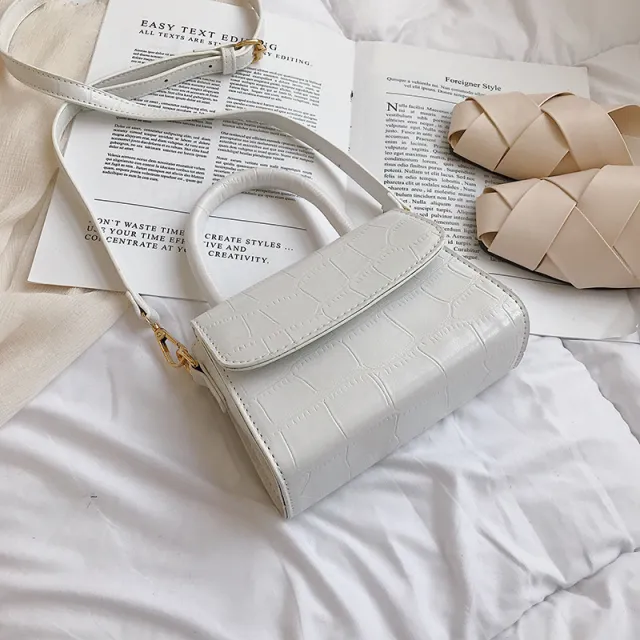 Stone pattern mini tote White - Shop at LoveMi