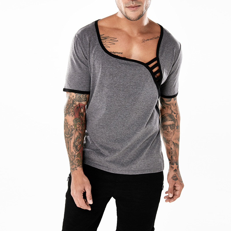 Contrast stitching short sleeve