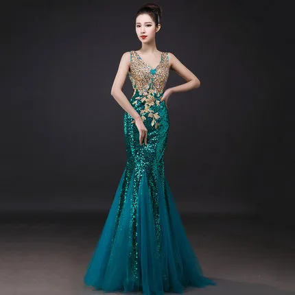 V neck shoulder fishtail skirt Blackish Green - Shop at LoveMi