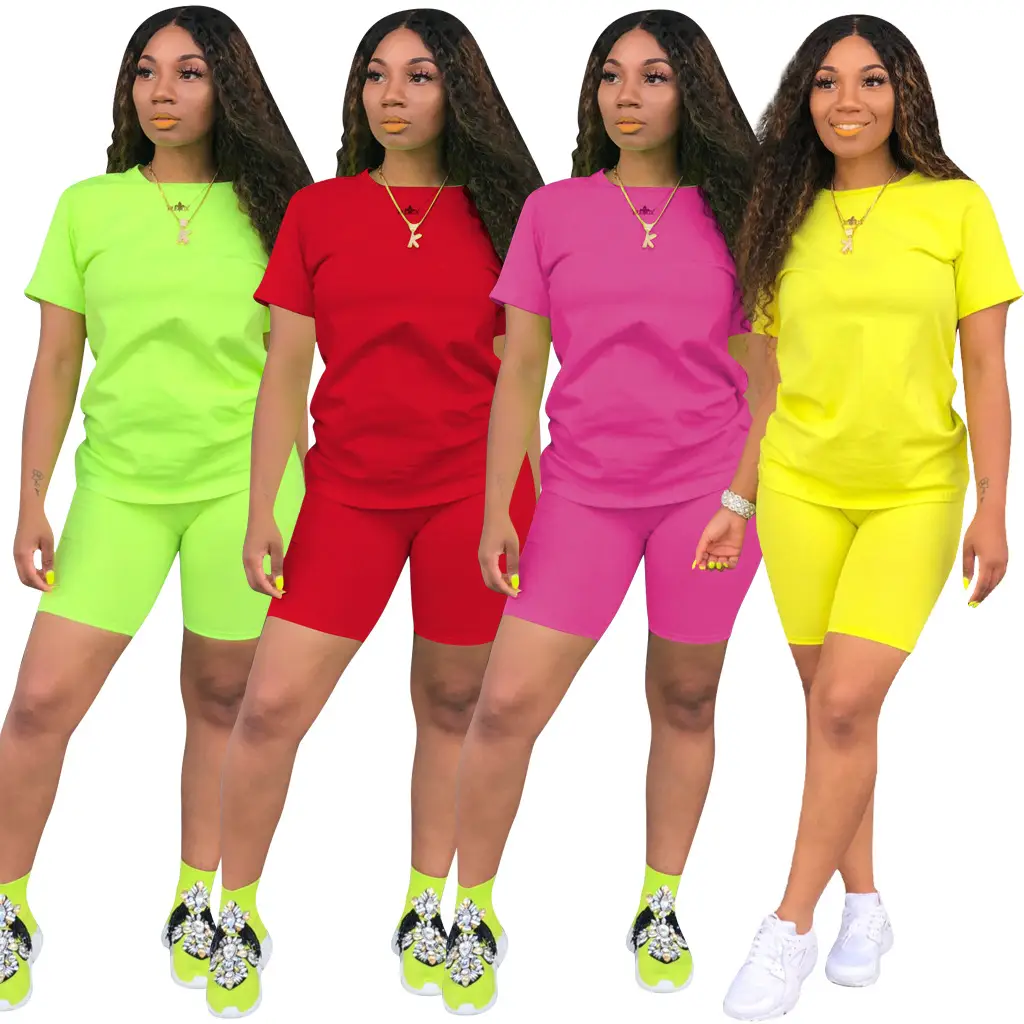 Round neck short sleeve shorts sports suit