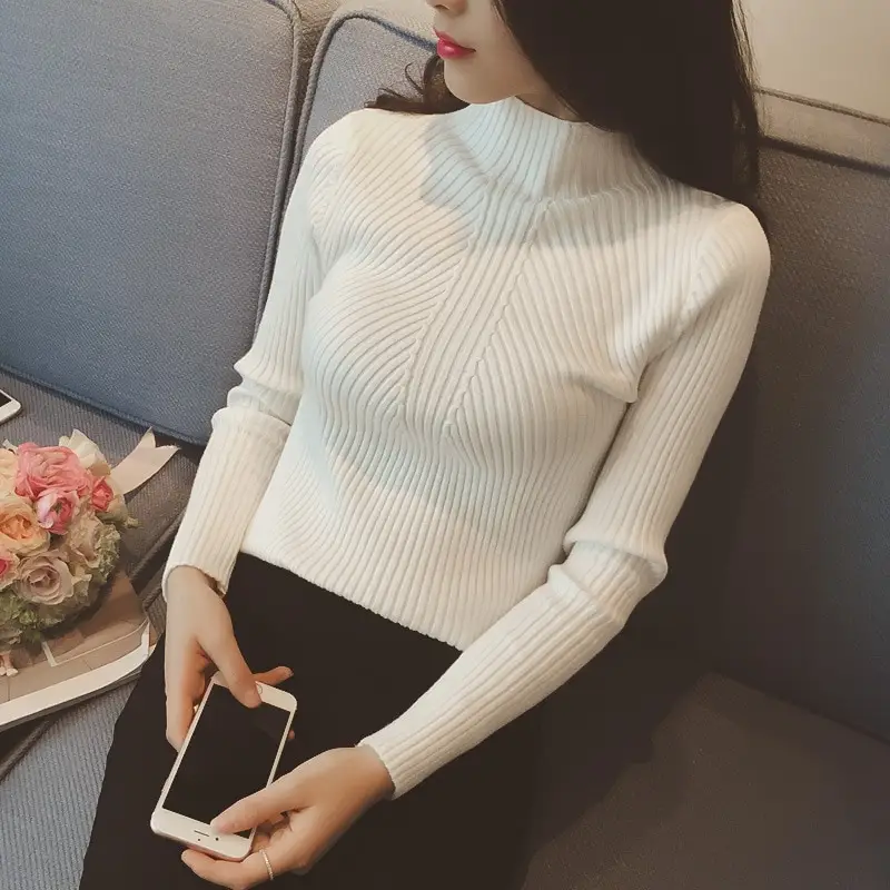 Threaded Half-neck Sweater Women