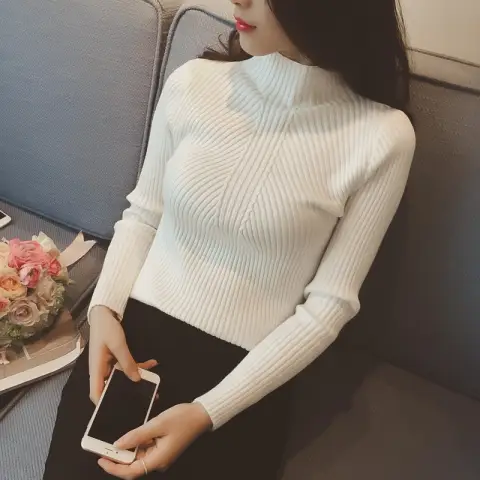 Threaded Half-neck Sweater Women