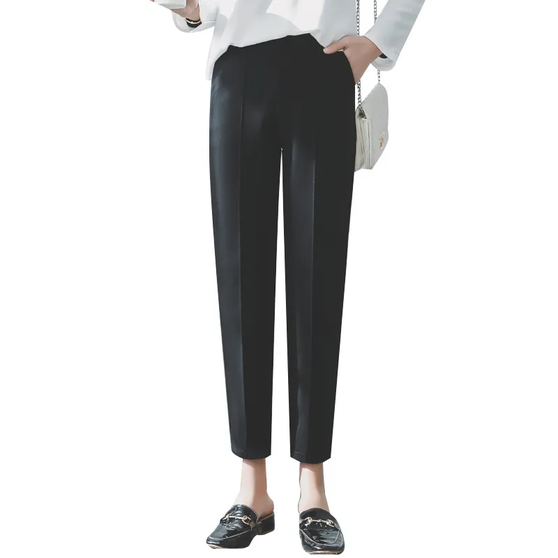 Nine pants casual pipe pants loose tooling trousers - Black