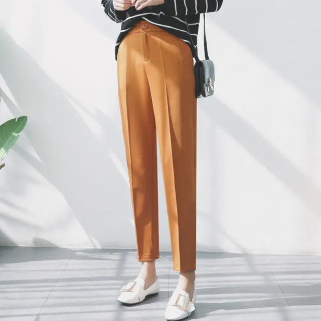 Nine pants casual pipe pants loose tooling trousers Caramel Colour - Shop at LoveMi